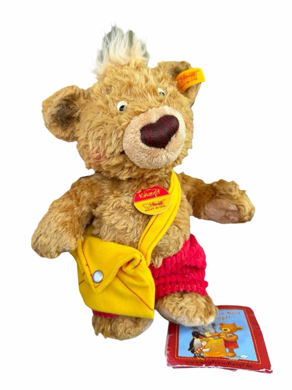 Vintage Steiff Knopf Golden Plush Teddy Bear 014444 Shorts Bag 10” Original Tags